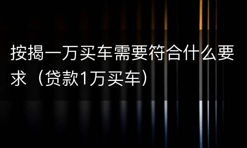 按揭一万买车需要符合什么要求（贷款1万买车）