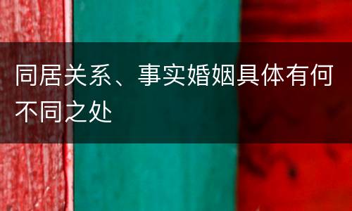 同居关系、事实婚姻具体有何不同之处