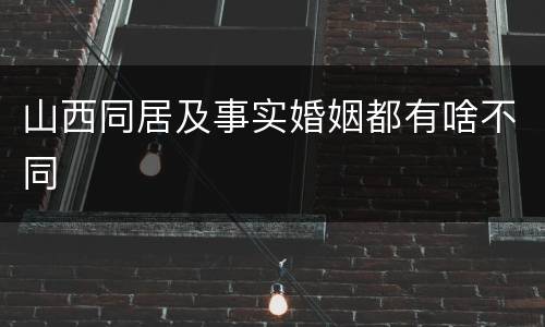 山西同居及事实婚姻都有啥不同