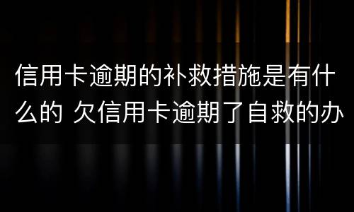 信用卡逾期的补救措施是有什么的 欠信用卡逾期了自救的办法