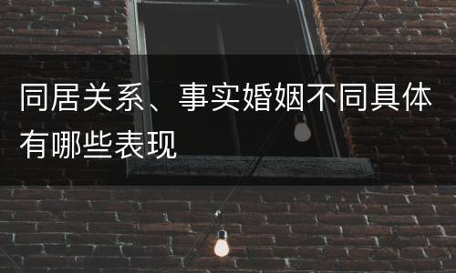 同居关系、事实婚姻不同具体有哪些表现