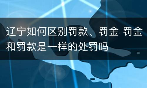 辽宁如何区别罚款、罚金 罚金和罚款是一样的处罚吗