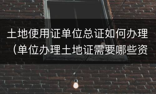 土地使用证单位总证如何办理（单位办理土地证需要哪些资料）