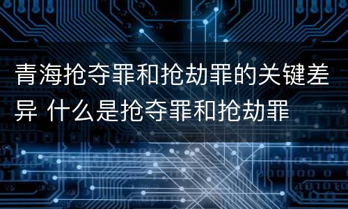 青海抢夺罪和抢劫罪的关键差异 什么是抢夺罪和抢劫罪