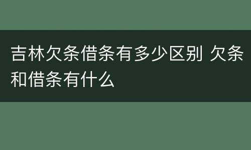 吉林欠条借条有多少区别 欠条和借条有什么