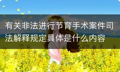 有关非法进行节育手术案件司法解释规定具体是什么内容