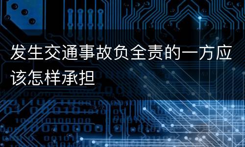 发生交通事故负全责的一方应该怎样承担
