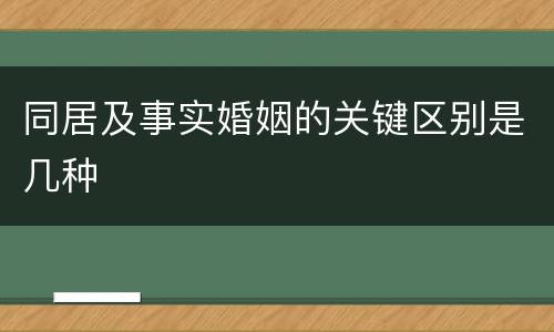 同居及事实婚姻的关键区别是几种