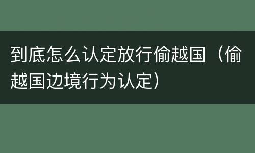 到底怎么认定放行偷越国（偷越国边境行为认定）
