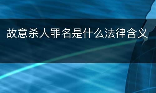 故意杀人罪名是什么法律含义
