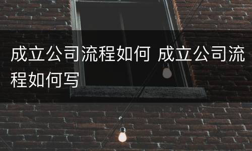 成立公司流程如何 成立公司流程如何写