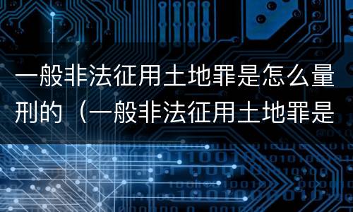 一般非法征用土地罪是怎么量刑的（一般非法征用土地罪是怎么量刑的标准）