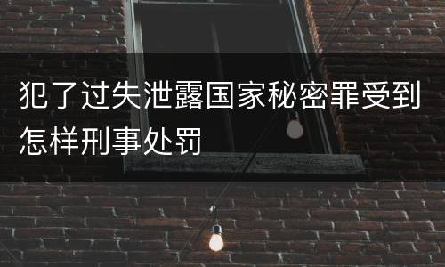 犯了过失泄露国家秘密罪受到怎样刑事处罚