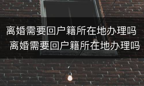 离婚需要回户籍所在地办理吗 离婚需要回户籍所在地办理吗
