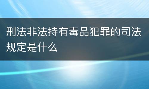 刑法非法持有毒品犯罪的司法规定是什么