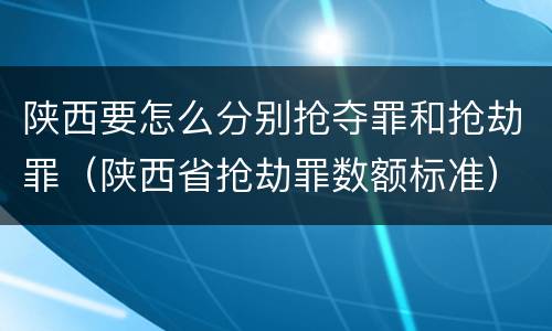 陕西要怎么分别抢夺罪和抢劫罪（陕西省抢劫罪数额标准）