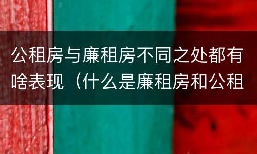 公租房与廉租房不同之处都有啥表现（什么是廉租房和公租房两个有什么特点）