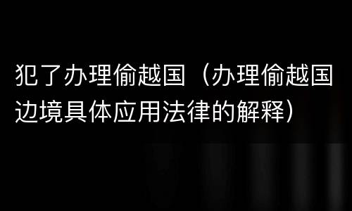 犯了办理偷越国（办理偷越国边境具体应用法律的解释）