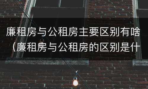 廉租房与公租房主要区别有啥（廉租房与公租房的区别是什么）