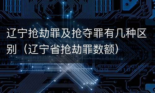 辽宁抢劫罪及抢夺罪有几种区别（辽宁省抢劫罪数额）