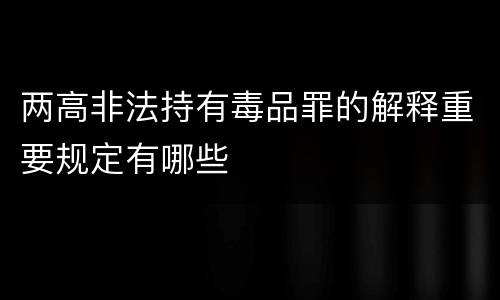 两高非法持有毒品罪的解释重要规定有哪些