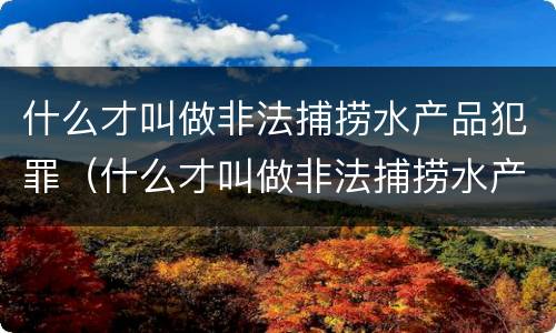 什么才叫做非法捕捞水产品犯罪（什么才叫做非法捕捞水产品犯罪行为）