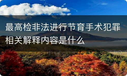 最高检非法进行节育手术犯罪相关解释内容是什么