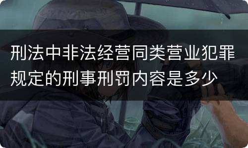 刑法中非法经营同类营业犯罪规定的刑事刑罚内容是多少