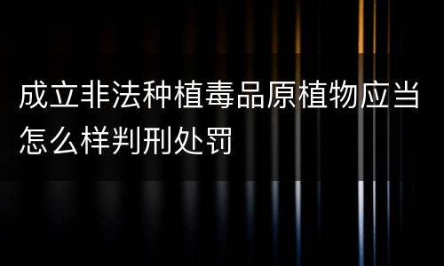 成立非法种植毒品原植物应当怎么样判刑处罚