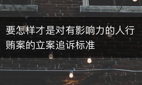 要怎样才是对有影响力的人行贿案的立案追诉标准