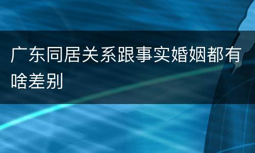 广东同居关系跟事实婚姻都有啥差别