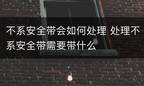 不系安全带会如何处理 处理不系安全带需要带什么