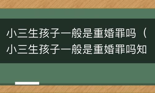 小三生孩子一般是重婚罪吗（小三生孩子一般是重婚罪吗知乎）