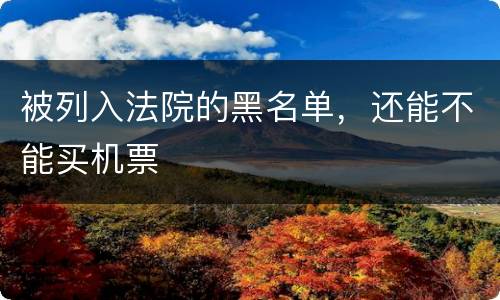 被列入法院的黑名单，还能不能买机票