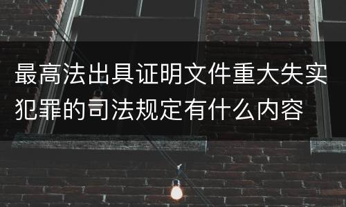 最高法出具证明文件重大失实犯罪的司法规定有什么内容