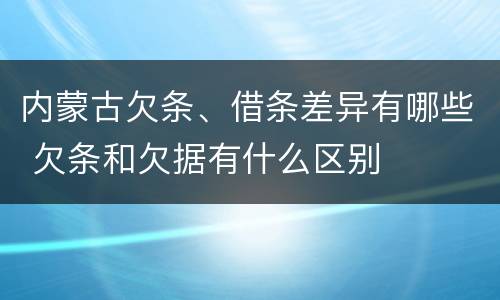 内蒙古欠条、借条差异有哪些 欠条和欠据有什么区别
