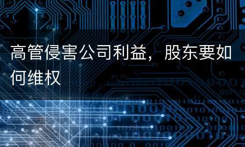 高管侵害公司利益，股东要如何维权