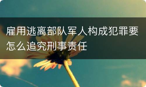 雇用逃离部队军人构成犯罪要怎么追究刑事责任