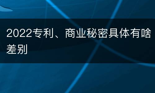 2022专利、商业秘密具体有啥差别