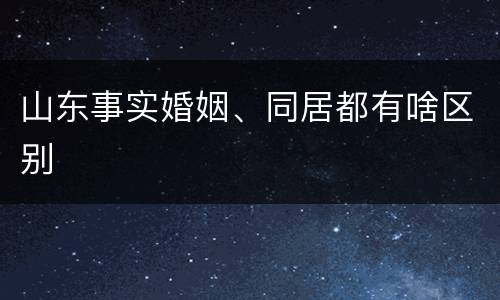 山东事实婚姻、同居都有啥区别