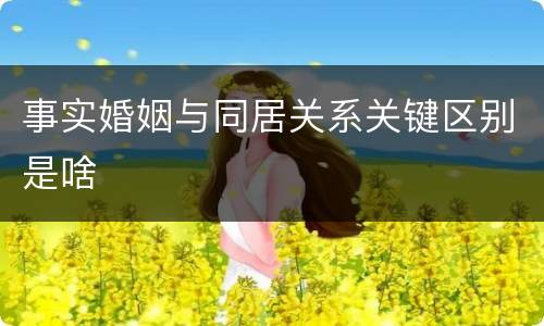事实婚姻与同居关系关键区别是啥