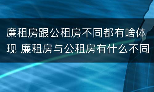 廉租房跟公租房不同都有啥体现 廉租房与公租房有什么不同