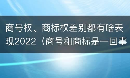 商号权、商标权差别都有啥表现2022（商号和商标是一回事吗）