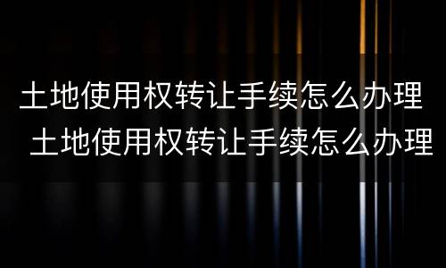 土地使用权转让手续怎么办理 土地使用权转让手续怎么办理流程