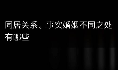 同居关系、事实婚姻不同之处有哪些