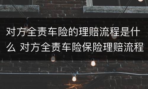 对方全责车险的理赔流程是什么 对方全责车险保险理赔流程