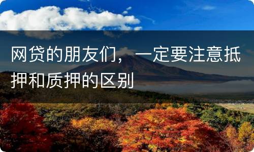 网贷的朋友们，一定要注意抵押和质押的区别