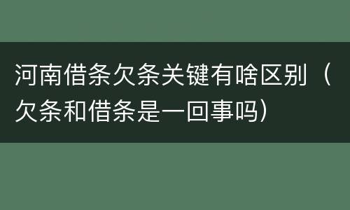 河南借条欠条关键有啥区别（欠条和借条是一回事吗）
