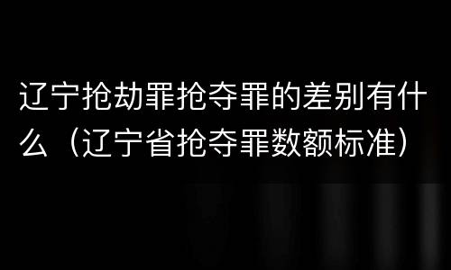 辽宁抢劫罪抢夺罪的差别有什么（辽宁省抢夺罪数额标准）