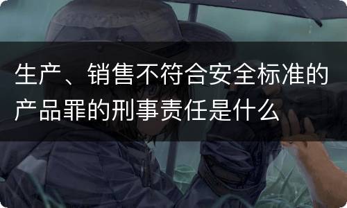 生产、销售不符合安全标准的产品罪的刑事责任是什么